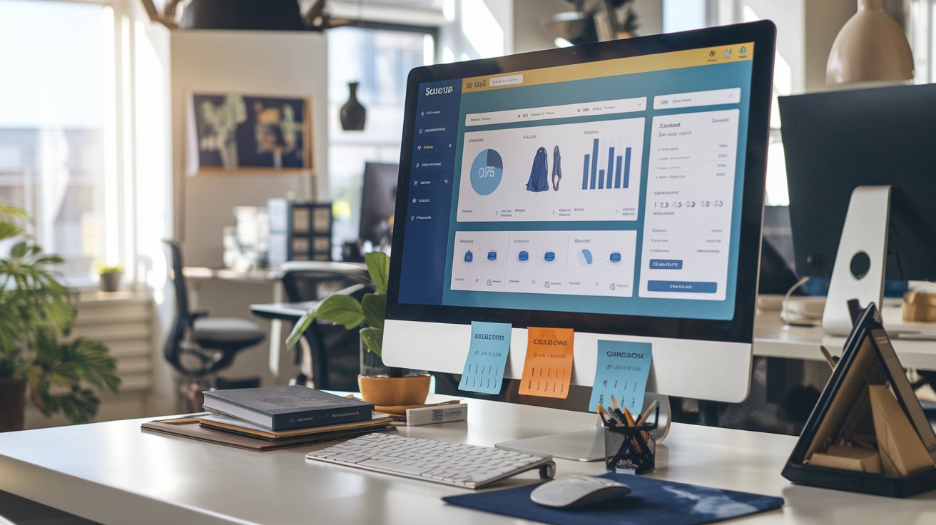 Persone che analizzano dati e piattaforme e-commerce su schermi digitali, simbolo di strategia e crescita online nel 2025