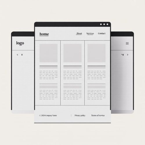 Wireframe mockup of a website layout adapting across breakpoints for mobile, tablet, and desktop, demonstrating practical use of media queries CSS.
