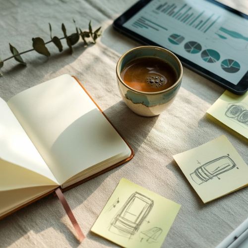 Pianificazione di un e-commerce con appunti, tablet e analisi di mercato su una scrivania, rappresenta i primi passi per avviare un negozio online