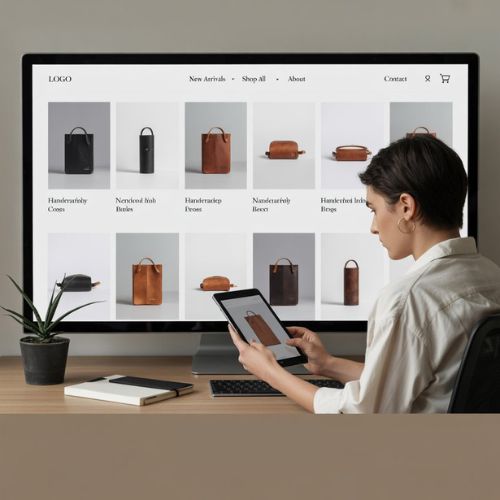 Schermo con layout di homepage e-commerce e tablet con design UX, illustra l’importanza di un sito ben progettato per vendere online