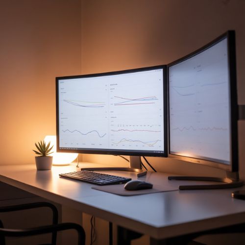 Workspace digitale con dashboard di strumenti SEO per l’ottimizzazione semantica, ideale per la pianificazione di contenuti strategici.